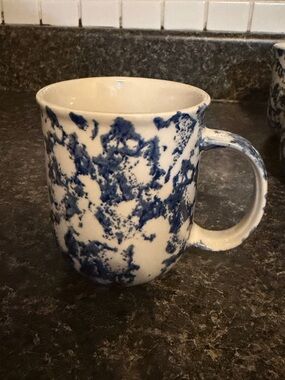 Blue and White Marble Ceramic Coffee Mug